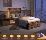 Twin Bed Frames with Headboard, Twin Size Bed Frames with Storage Drawers, Twin Bed, Black Metal W2129P262896