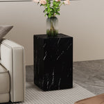 ZUN 11.8*11.8*19.6 Inch Black Marble Texture MDF Coffee Table - Luxurious Design, Perfect Living Room W1151P218681