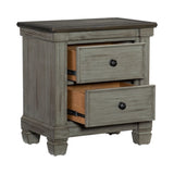 Transitional-Rustic Style Coffee and Antique Gray 2-Drawer Nightstand 1pc Flat Knobs Classic Bedroom B011P240234