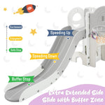 ZUN Kids Slide Playset Structure 9 in 1, Spaceship Set with Slide, Arch Tunnel, Ring Toss, Drawing 57543569