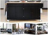 Kitchen Island Cart with Solid Wood Top and Locking Wheels,54.3 Inch Width,4 Door Cabinet and Two 59372861