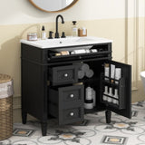 30'' Bathroom Vanity with Top Sink, Modern Bathroom Storage Cabinet with 2 Drawers and a Tip-out N710P206904B
