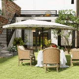 15ft Cream White Patio Umbrella UPF30 Outdoor Umbrella with Fringe and Crank Handle 86970460