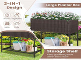 28" Elevated Raised Planter Box with Storage Shelf, Ergonomic Garden Bed for Patio Balcony Herb 79154701