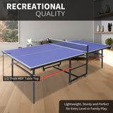 ZUN 8ft Mid-Size Table Tennis Table Foldable & Portable Ping Pong Table Set for Indoor & Outdoor Games 59711211