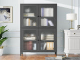 Classic Metal Storage Display with 4 Glass Doors 4 Shelves Bookcase Side W2378P176270