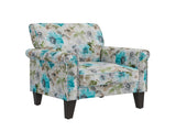 Barnet Accent Chair in Pastel Blue and Gray Floral with Solid Wood Legs B127P495064