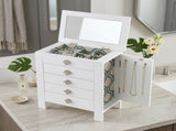 Wood Jewelry Chest Modern White Tabletop Storage with 4 Drawers for Women 95518715