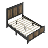 Farmhouse Wooden Platform Full Size Bed, Modern Platform Bed with Wooden Strip Decoration, Plywood WF530905AAB