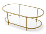 2-Tier Oval Coffee Table, 37.8" x 19.7" x 18.1", Tempered Glass Tabletop & 13436902