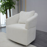 Modern 360 Degree Swivel Sofa Chair, Round Armchairs with High Backrest and Upholstered, Beige W1183P254690