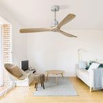 ZUN 52 Inch Outdoor Farmhouse Ceiling Fan with Remote Control Solid Wood Fan Blade Reversible Motor W934P147071