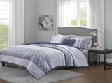 4 Piece Jacquard Quilt Set with Throw Pillow Navy King/Cal King B03597588