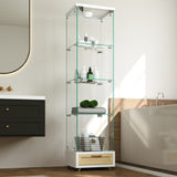 Modern Display Cabinet with Drawer , Quick-assembly Antique Cabinet with LED lights, Tempered W241P268237