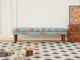 European Style Tufted Floral Bench with Turned Wood Legs,American Upholstered Ottoman for Bedroom & W3373P453377