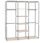 ZUN 69" Portable Clothes Closet Non-Woven Fabric Wardrobe Double Rod Storage Organizer Beige 11782049