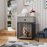 ZUN Dog Crate Furniture, Dog House, Decorative Dog Kennel with Drawer, Indoor Pet Crate End Table for W57868893