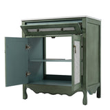 30" Antique Pattern Bathroom Vanity with Rectangle Ceramic Sink, Bathroom Vanity Cabinet with N817P245319B
