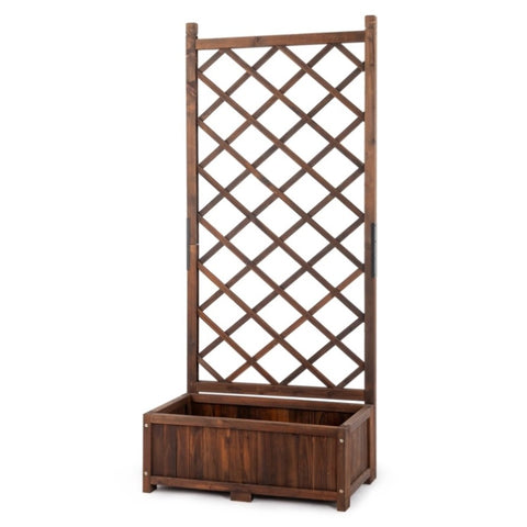 ZUN Wood Planter Raised Garden Bed with Trellis, 67 Inch Height Outdoor Garden Flower Standing Planter 45093764