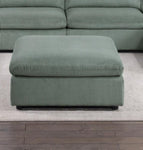 ZUN Contemporary Living Room Furniture Ottoman Sage Color Corduroy 1pc Soft Cushion Ottoman Wood Legs B011P182992