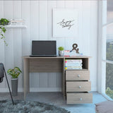 ZUN Edgewater 3-Drawer Writing Desk with Open Compartment Light Gray B062111632