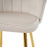 Shell shape off white velvet bar chair, gold-plated metal chair legs, suitable for coffee shop, bar, W210P224255