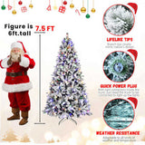 7.5ft Flocked Christmas Tree with 400L Colorful LED Lights with G45 ball, Realistic PEPVCHard 69213231