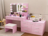 9-Drawer 2-Shelf 3-Desktop Storage Dressing Table Set Dressing table with 3-Color Light Bulbs 73540138