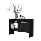 Bylas Console Table in Melamine With Two Doors y Open Storage, Black B128P237129