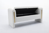 032-Teddy Fabric Storage Bench Bedroom Bench With Gold Metal Trim Strip For Living Room Bedroom W527122008