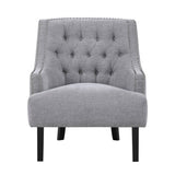 Modern Traditional Accent Chair Gray Chenille Upholstery Button-Tufted Solid Wood 1pc Living Room B011P182660