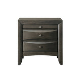 1Pc Contemporary 2 Drawer Nightstand End Table Jewelry Tray Gray Finish Solid Wood Wooden Bedroom ESFCRMB4270-2