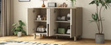 TREXM 4-Door Buffet Cabinet with Storage, Wood Sideboard Cabinet with Unique Arc Handles and N715P264916D