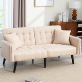 ZUN Futon Sofa Bed, 56" Loveseat Sofa Couches Mid Century Modern Couch Sleeper Sofa Bed with Adjustable W1521P289668