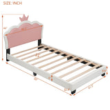 Twin size Upholstered Princess Bed With Crown Headboard,Twin Size Platform Bed with Headboard and N733P180807K