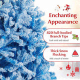 6ft Flocked Christmas Tree - 820 Branch Tips, Fireproof PVC, 3-Section Assembly, Metal 86998405