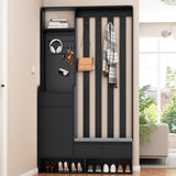 ON-TREND Contemporary 39.3''Wx70.8''H Hall Tree Storage with Cushioned Storage Bench, N721P179243B