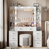 Vanity Desk with with Mirror and Lights,Makeup Vanity Table wwith Lighted Mirror & Charging Station, W3393P315815