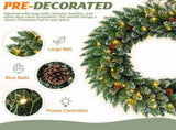 36" Snow-Tipped Pinecone Wreath, 200 PVC Tips, 70 Warm White LEDs with 8 Modes, Battery Box 34216235
