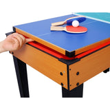 ZUN 5-in-1 Multi-Game Table - Billiards, Push Hockey, Foosball, Ping Pong, and Basketball brown/red 34748372