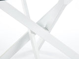 Dining Table with cross metal leg and tempered glass,Modern Space Saving Kitchen Table for Living W234P311858