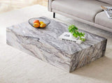 39.37 * 21.65 inch gray marble patterned MDF rectangular coffee table, stable, waterproof and easy W1151P476956