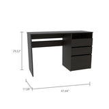 Black Wengue 3-Drawer 1-Shelf Computer Desk B06280257