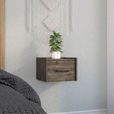 Boa Floating Nightstand , End Table, Side Table Wall-Mounted Single Drawer Design with Handle- Dark B200137815