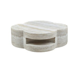 31.5" Clover Round Faux Marble Coffee Table No Assembly Required, Anti-Slip Raised Edge, Open W2664P462015