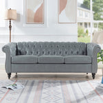 ZUN 84.65" Rolled Arm Chesterfield 3 Seater Sofa. W68061169