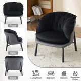 ZUN Velvet Accent Chair Barrel Chair with Metal Legs Modern Comfy Armchair Accent Reading Chair for 77803847