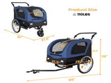 2-in-1 Bike Trailer & Pet Stroller for Dogs up to 110lbs Foldable Pet Carrier Cart with Front W1364P406669