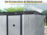 8ft x 6ft Outdoor Metal Storage with Lockable Sliding Doors and Transparent plate for Garden, Lawn 46725600