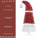 ZUN 6FT Hinged Fir Artificial Fir Bent Top Christmas, Xmas Bendable Santa Hat Style Christmas PX292920AAJ